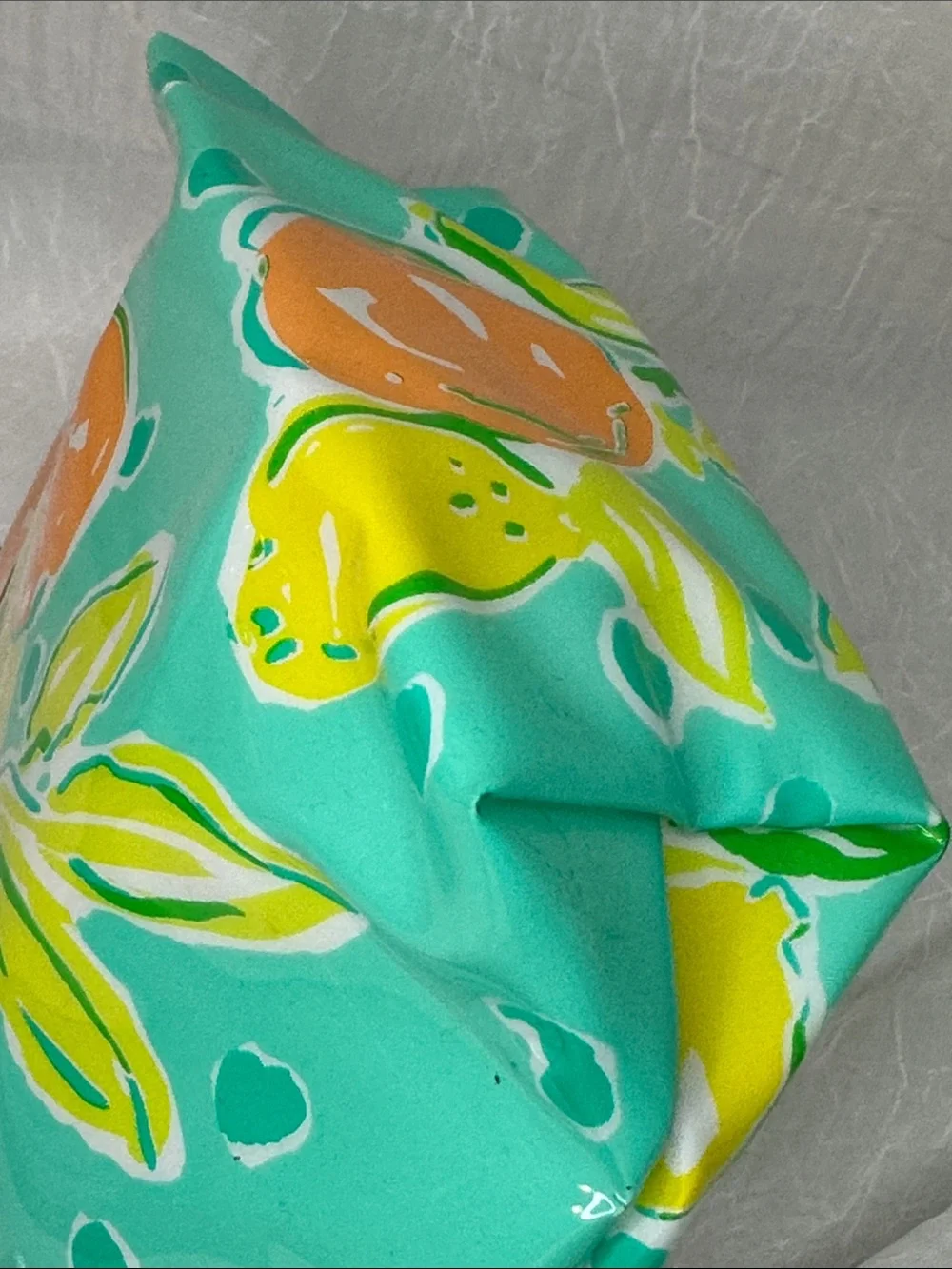 Lilly Pulitzer for Estée Lauder Aqua Lemon Print Cosmetic Pouch with Pink Trim